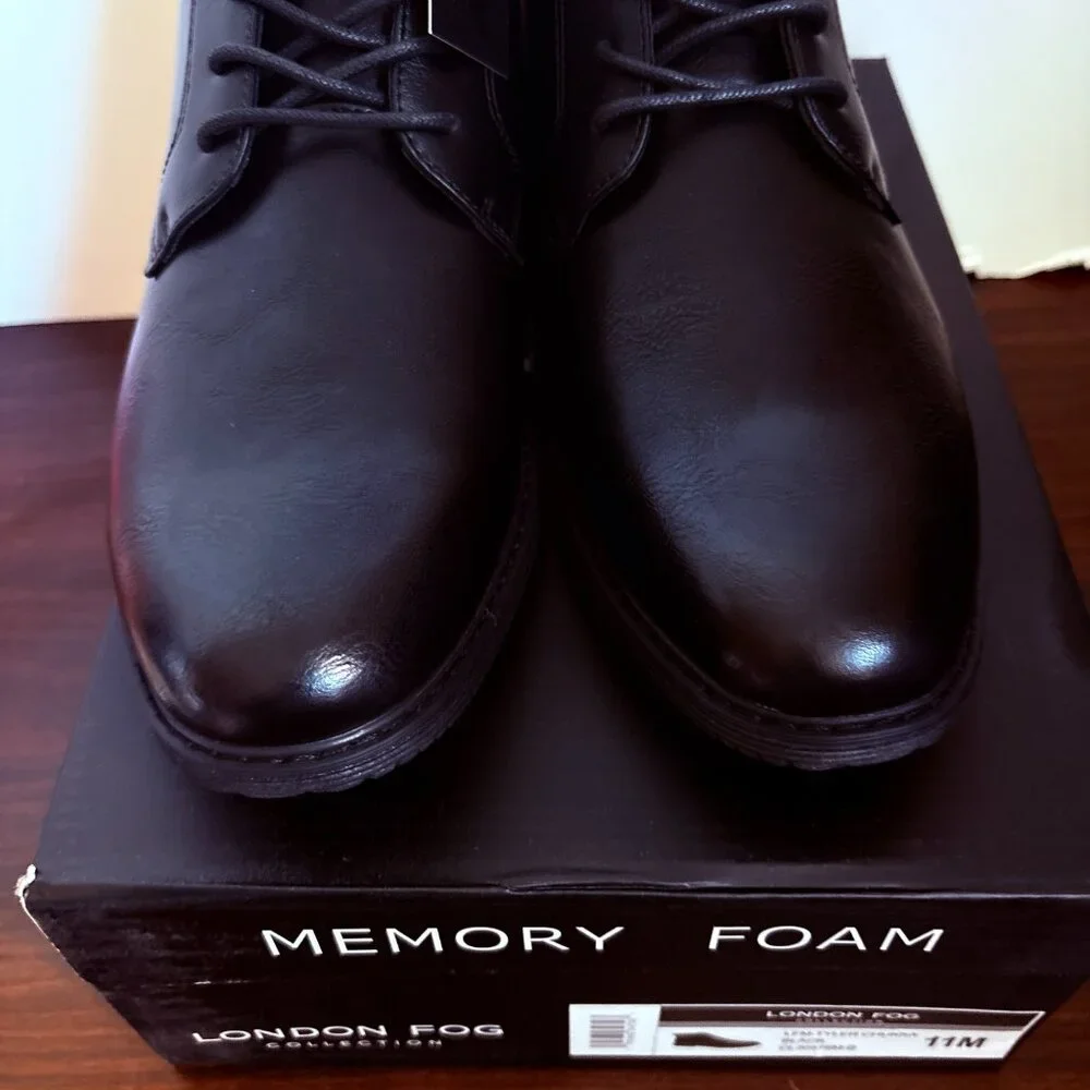 London Fog Collection Memory Foam LFM-Tyler Chukka Black Office Wear Party 11M